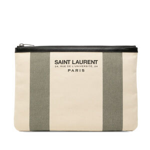Pre-Loved Saint Laurent Canvas Beach Zip Clutch